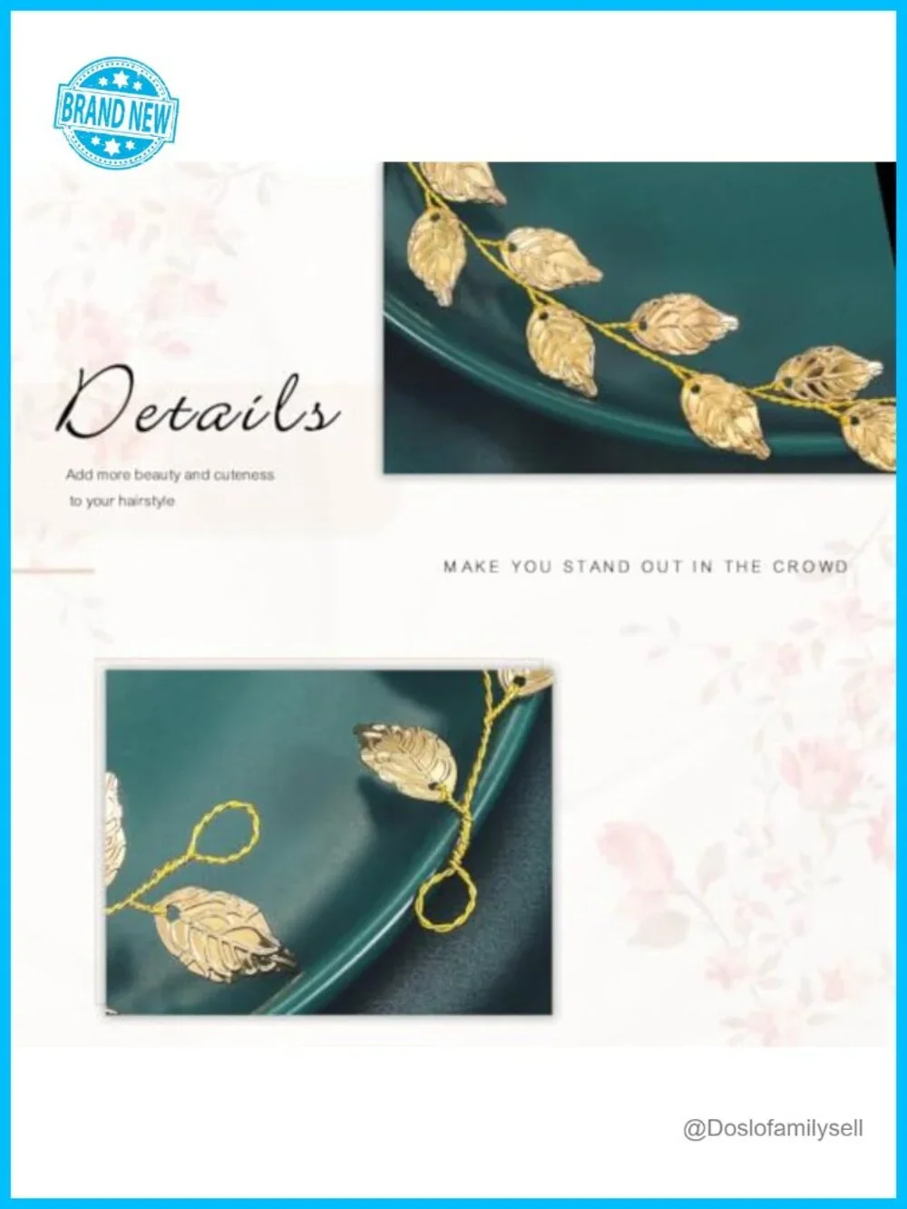 Gold Wedding Leaf Hair Vine Bridal Headpiece Accessory